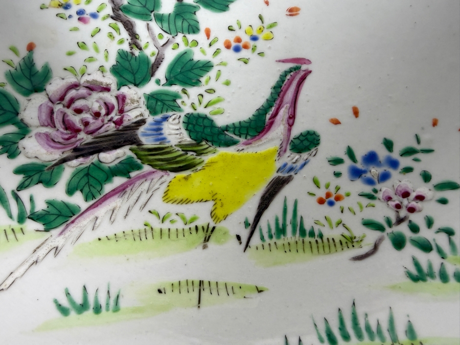 Just Added - Antique Japanese Nippon Hand-Painted Polychrome Porcelain Bowl Featuring Bird And Floral Motif With Hand-Painted Nippon Mark 9.5'W X 3.5'H [Photo 4]
