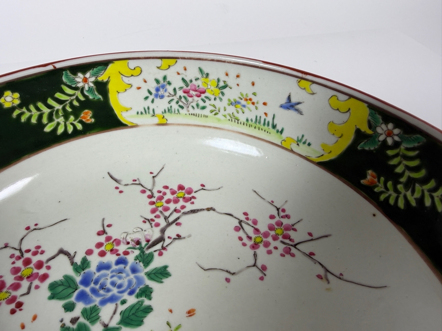 Just Added - Antique Japanese Nippon Hand-Painted Polychrome Porcelain Bowl Featuring Bird And Floral Motif With Hand-Painted Nippon Mark 9.5'W X 3.5'H [Photo 5]