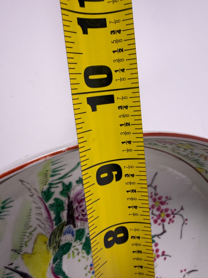 Just Added - Antique Japanese Nippon Hand-Painted Polychrome Porcelain Bowl Featuring Bird And Floral Motif With Hand-Painted Nippon Mark 9.5'W X 3.5'H [Photo 11]