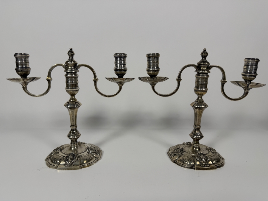 Just Added - Stunning Antique 1900 Naylor Brothers Sterling Silver Candelabras London England 9'W X 8' 1,158g - $2,678 Sterling Silver Melt Price [Photo 2]