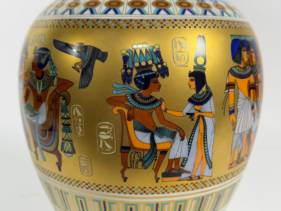 Just Added - Kaiser Porcelain 'Scenes From The Tomb Of Tutankhamun' Limited Edition 1232/2500 Vase Designed By Gerhard Fuetterer For The Ghent Collection, Made In West Germany 10.5'H [Photo 8]