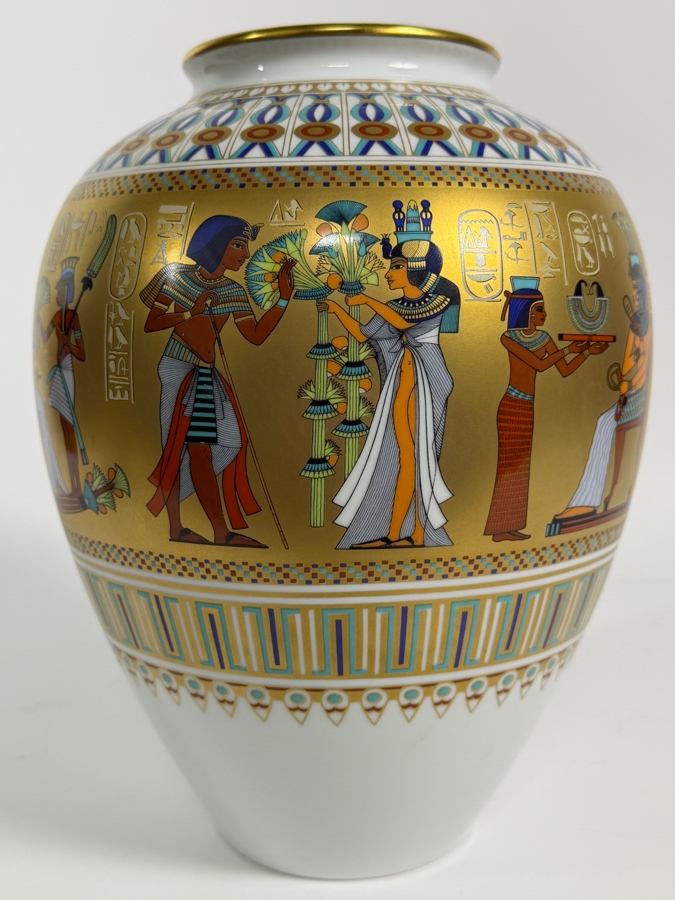 Just Added - Kaiser Porcelain 'Scenes From The Tomb Of Tutankhamun' Limited Edition 1232/2500 Vase Designed By Gerhard Fuetterer For The Ghent Collection, Made In West Germany 10.5'H [Photo 2]