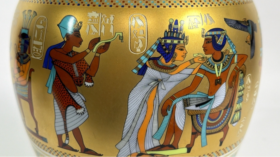 Just Added - Kaiser Porcelain 'Scenes From The Tomb Of Tutankhamun' Limited Edition 1232/2500 Vase Designed By Gerhard Fuetterer For The Ghent Collection, Made In West Germany 10.5'H [Photo 6]