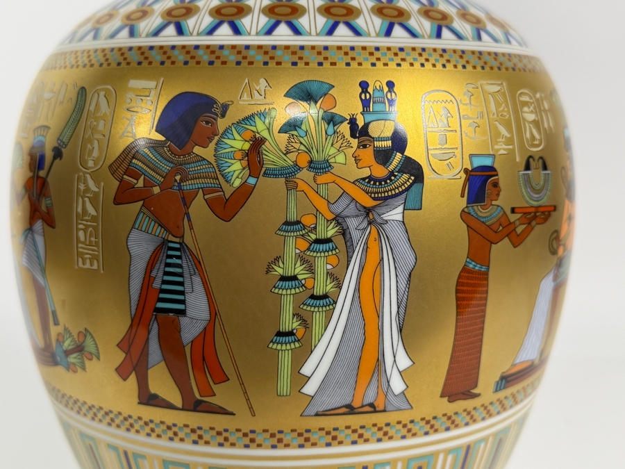 Just Added - Kaiser Porcelain 'Scenes From The Tomb Of Tutankhamun' Limited Edition 1232/2500 Vase Designed By Gerhard Fuetterer For The Ghent Collection, Made In West Germany 10.5'H [Photo 3]