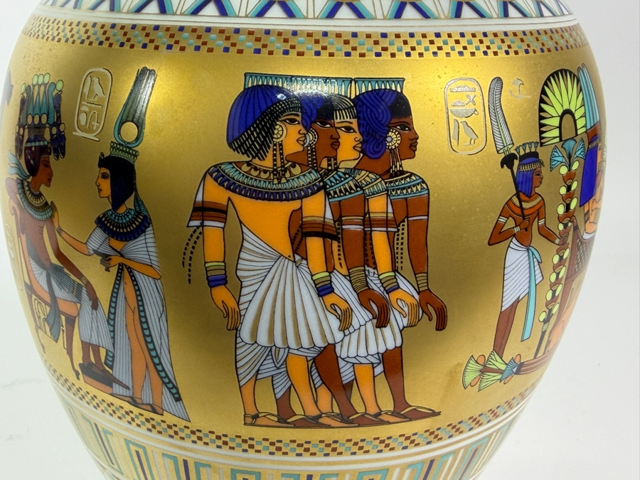Just Added - Kaiser Porcelain 'Scenes From The Tomb Of Tutankhamun' Limited Edition 1232/2500 Vase Designed By Gerhard Fuetterer For The Ghent Collection, Made In West Germany 10.5'H [Photo 9]