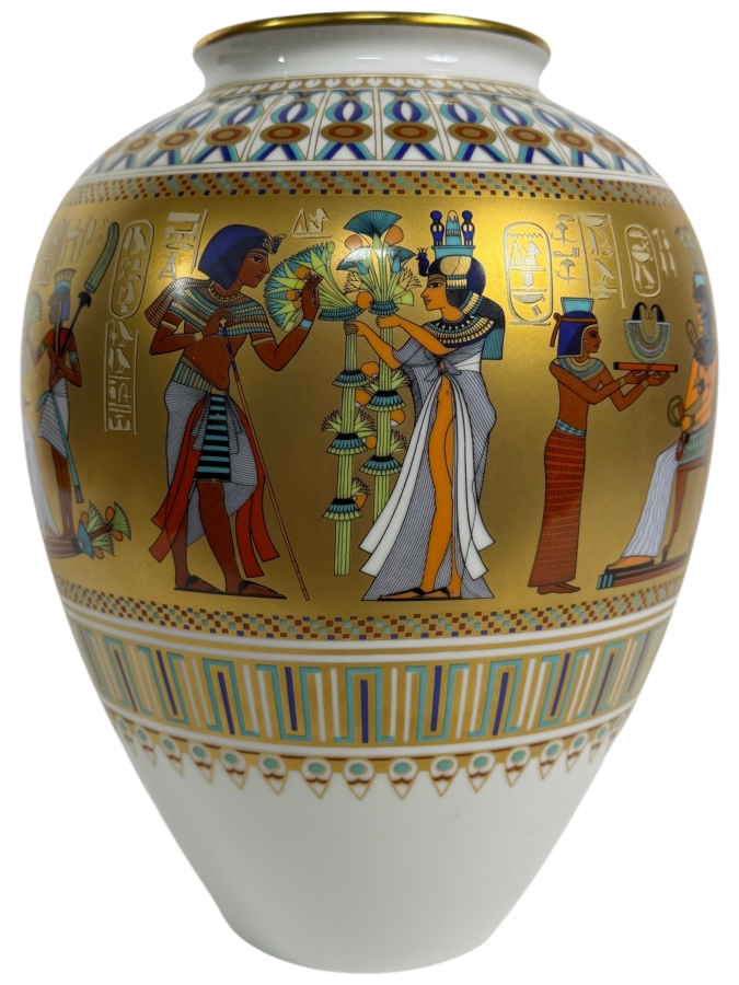 Just Added - Kaiser Porcelain 'Scenes From The Tomb Of Tutankhamun' Limited Edition 1232/2500 Vase Designed By Gerhard Fuetterer For The Ghent Collection, Made In West Germany 10.5'H