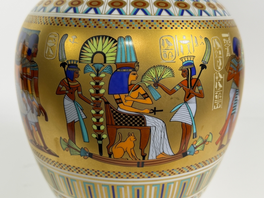 Just Added - Kaiser Porcelain 'Scenes From The Tomb Of Tutankhamun' Limited Edition 1232/2500 Vase Designed By Gerhard Fuetterer For The Ghent Collection, Made In West Germany 10.5'H [Photo 10]