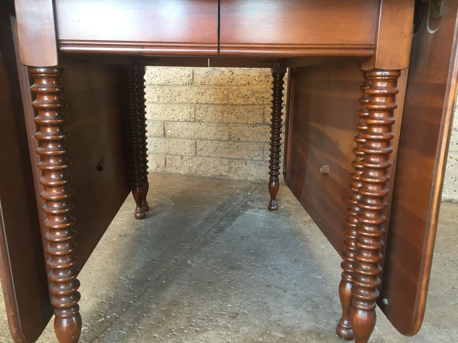 Vintage Pennsylvania House Drop Leaf Gate Leg Table With Beautifully Turned Legs And Two Leaves And Six Windsor Chairs [Photo 6]