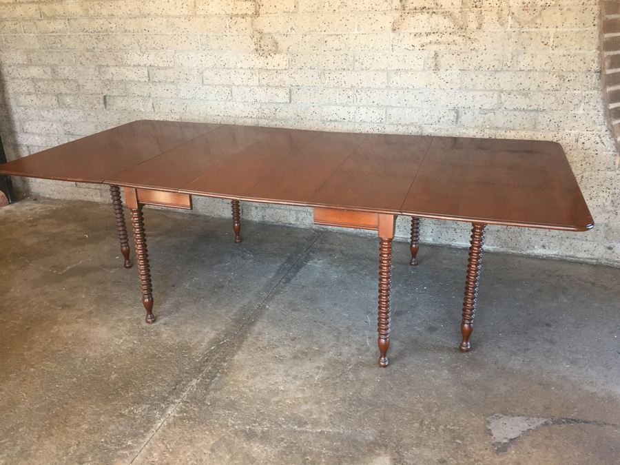 Vintage Pennsylvania House Drop Leaf Gate Leg Table With Beautifully Turned Legs And Two Leaves And Six Windsor Chairs [Photo 16]