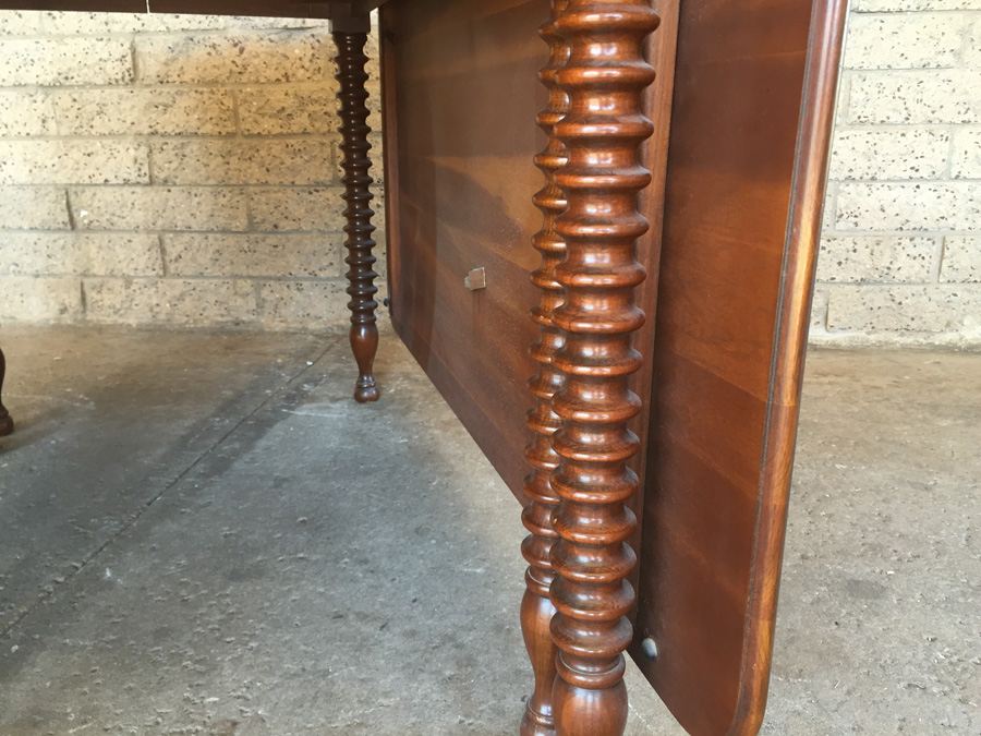Vintage Pennsylvania House Drop Leaf Gate Leg Table With Beautifully Turned Legs And Two Leaves And Six Windsor Chairs [Photo 7]