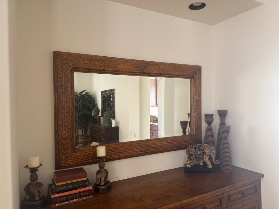 Stunning Solid Wood Large Rectangular Hand-Carved Wall Mirror With Deeply Textured Adzed Frame In A Warm Honey Oak Finish With Beveled Glass 60'W X 36'H [Photo 2]