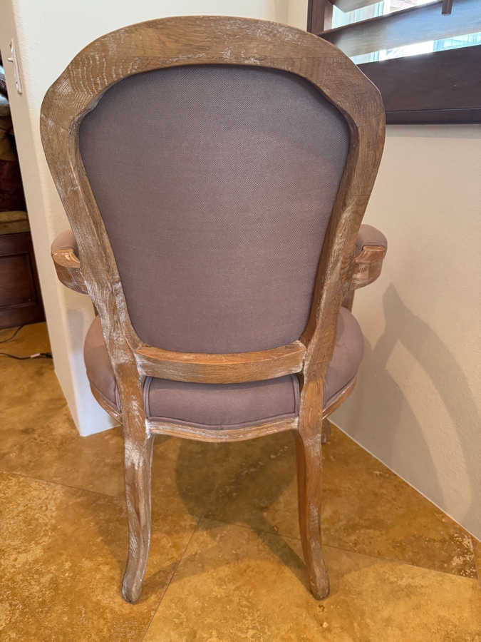 Vintage French Provincial Louis XV Style Armchair With Limed Wood Frame 25'W X 20'D X 38'H [Photo 6]