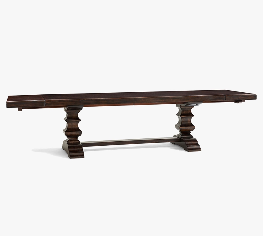 Pottery Barn 'Banks' Large Extending Trestle Dining Table With Double Pedestal Base In Alfresco Brown Finish 92' - 128'W X 42'D X 30'H Includes Extenders Retails $2,800 [Photo 10]
