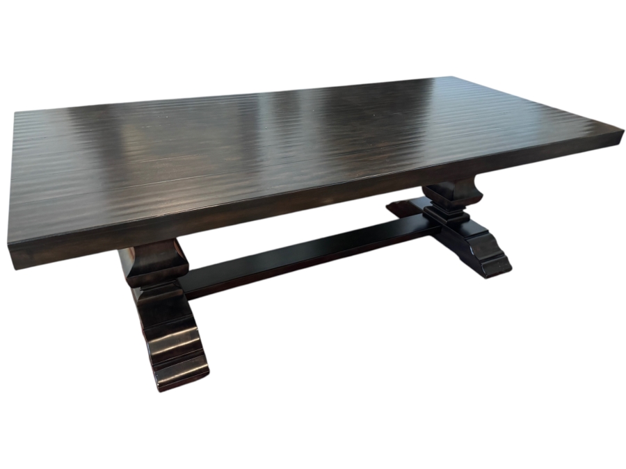 Pottery Barn 'Banks' Large Extending Trestle Dining Table With Double Pedestal Base In Alfresco Brown Finish 92' - 128'W X 42'D X 30'H Includes Extenders Retails $2,800 [Photo 2]