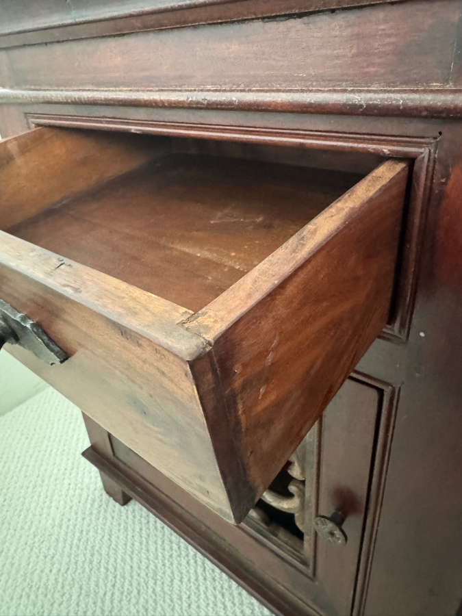 Pair Of Indian Carved Acacia Wooden Nightstands Bedside Tables With Single Drawer And Cabinet 24'W X 16'D X 30'H  [Photo 5]