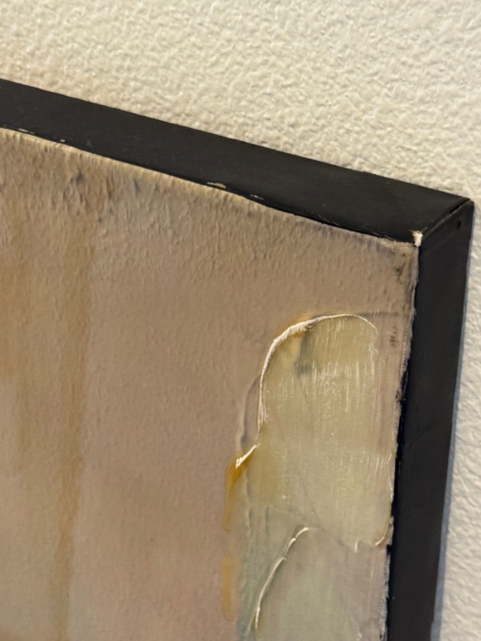 Modern Abstract Cityscape Canvas Painting With Gold Impasto And Navy Drips 40'W X 50'H [Photo 4]
