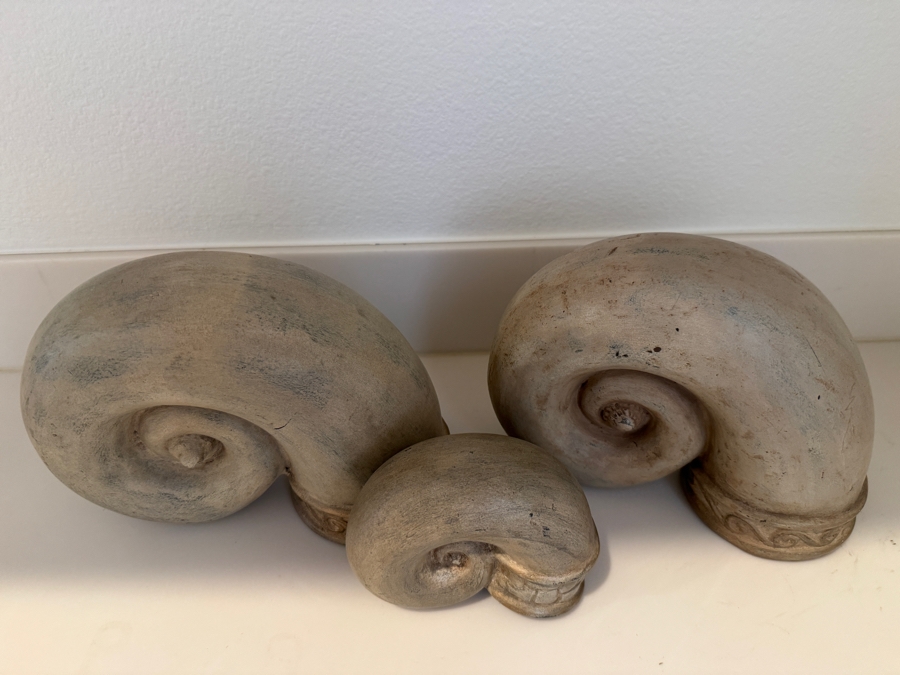 Decorative Ceramic Ammonite Fossil Sculptures Made In Mexico 4'W X 3'H and 9'W X 7'H [Photo 3]