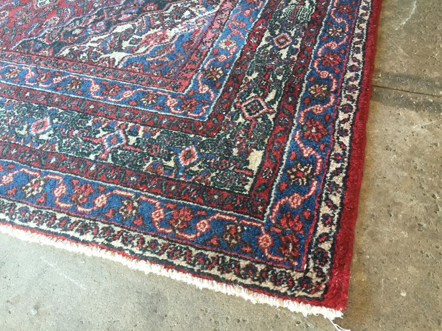 Large Vintage Hand Knotted Wool Persian Rug - Reds & Blues - 10'  x 7' 2' [Photo 8]