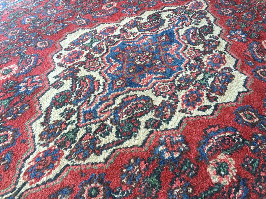 Large Vintage Hand Knotted Wool Persian Rug - Reds & Blues - 10'  x 7' 2' [Photo 10]