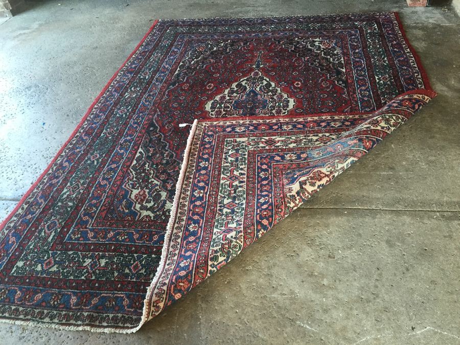 Large Vintage Hand Knotted Wool Persian Rug - Reds & Blues - 10'  x 7' 2' [Photo 3]