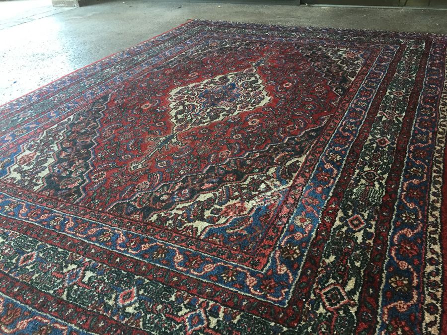 Large Vintage Hand Knotted Wool Persian Rug - Reds & Blues - 10'  x 7' 2' [Photo 9]