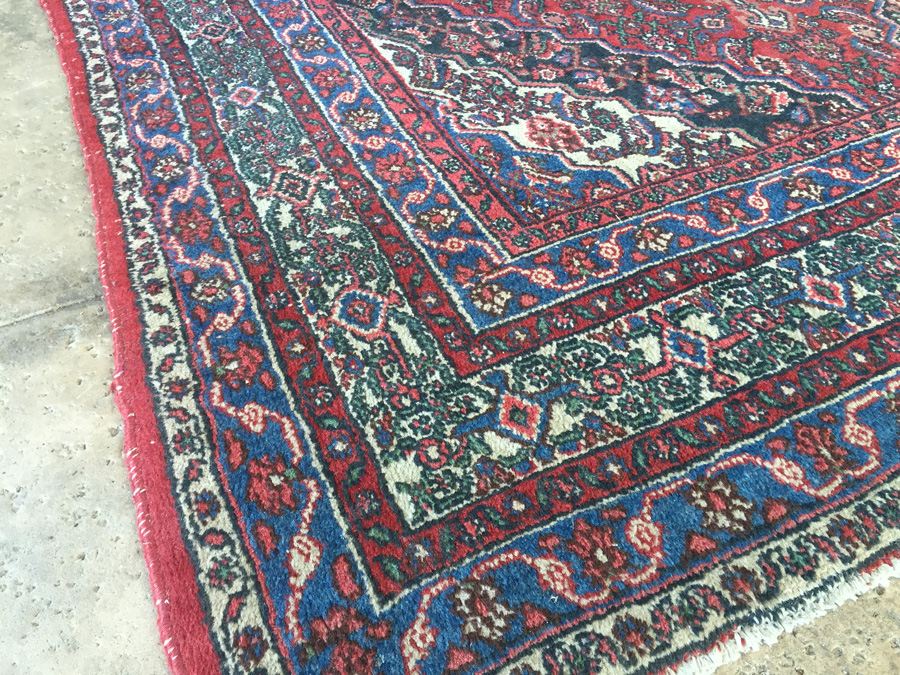 Large Vintage Hand Knotted Wool Persian Rug - Reds & Blues - 10'  x 7' 2' [Photo 6]