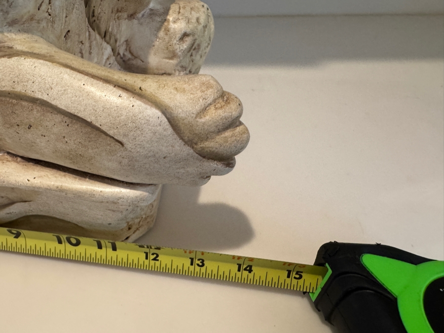 Pair Of Vintage Cast Plaster Recumbent Lion Statues Inspired By Antonio Canova On Rectangular Bases Made In Mexico 14'W X 8'D X 10'H [Photo 9]