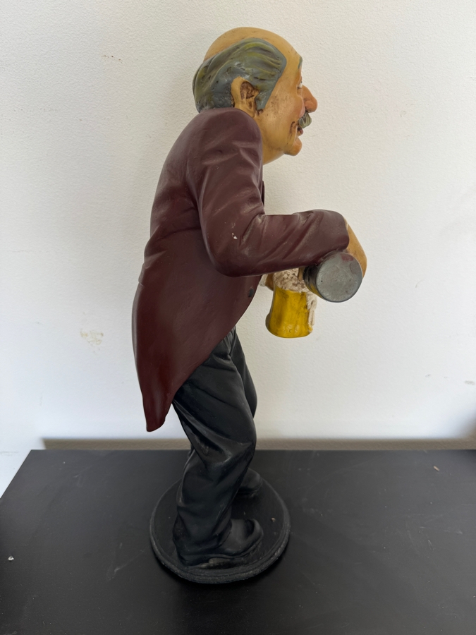 Vintage Hand-Painted Waiter Resin Statue Pouring Beer Into A Frothy Mug 26'H [Photo 5]