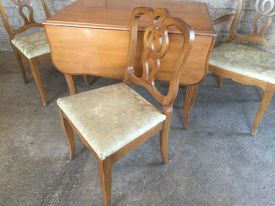Vintage Bernhardt Chairs (3) And Table With One Leaf [Photo 6]