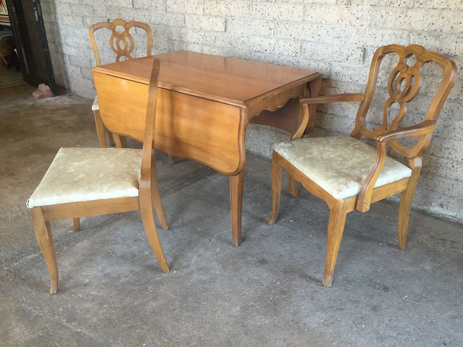 Vintage Bernhardt Chairs (3) And Table With One Leaf [Photo 1]