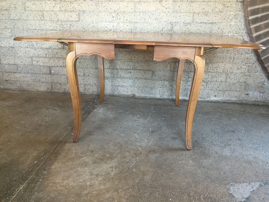 Vintage Bernhardt Chairs (3) And Table With One Leaf