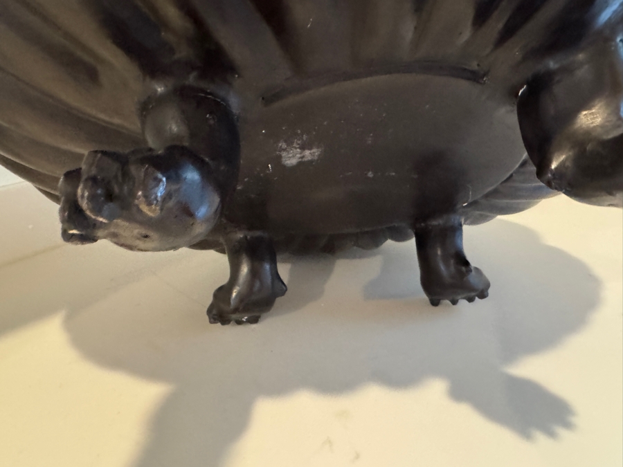 Substantial Neoclassical Greco-Roman Style Bronze Jardinière Bowl With Greek Key Pattern Relief Lion Mask Ring Handles And Paw Feet 19'W X 9'H [Photo 7]