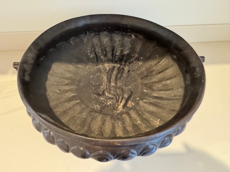 Substantial Neoclassical Greco-Roman Style Bronze Jardinière Bowl With Greek Key Pattern Relief Lion Mask Ring Handles And Paw Feet 19'W X 9'H [Photo 4]