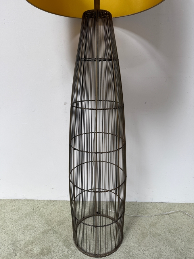 Just Added - Metal Wire Cage Floor Lamp With Drum Shade 66'H [Photo 3]