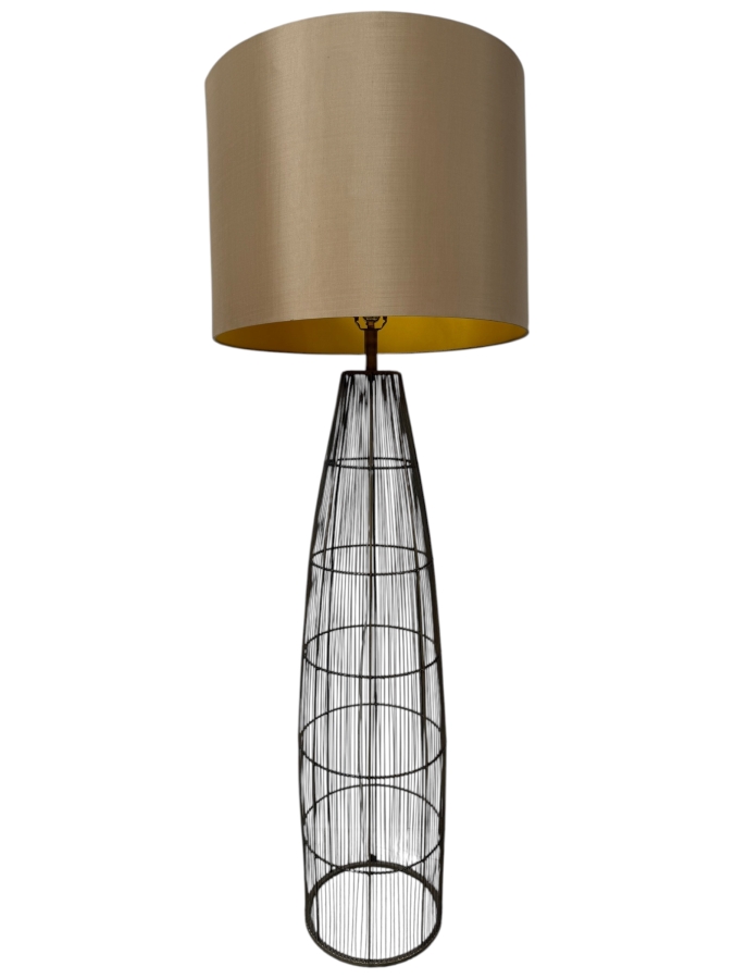 Just Added - Metal Wire Cage Floor Lamp With Drum Shade 66'H