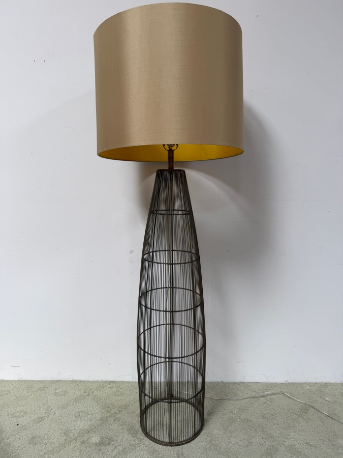 Just Added - Metal Wire Cage Floor Lamp With Drum Shade 66'H [Photo 2]