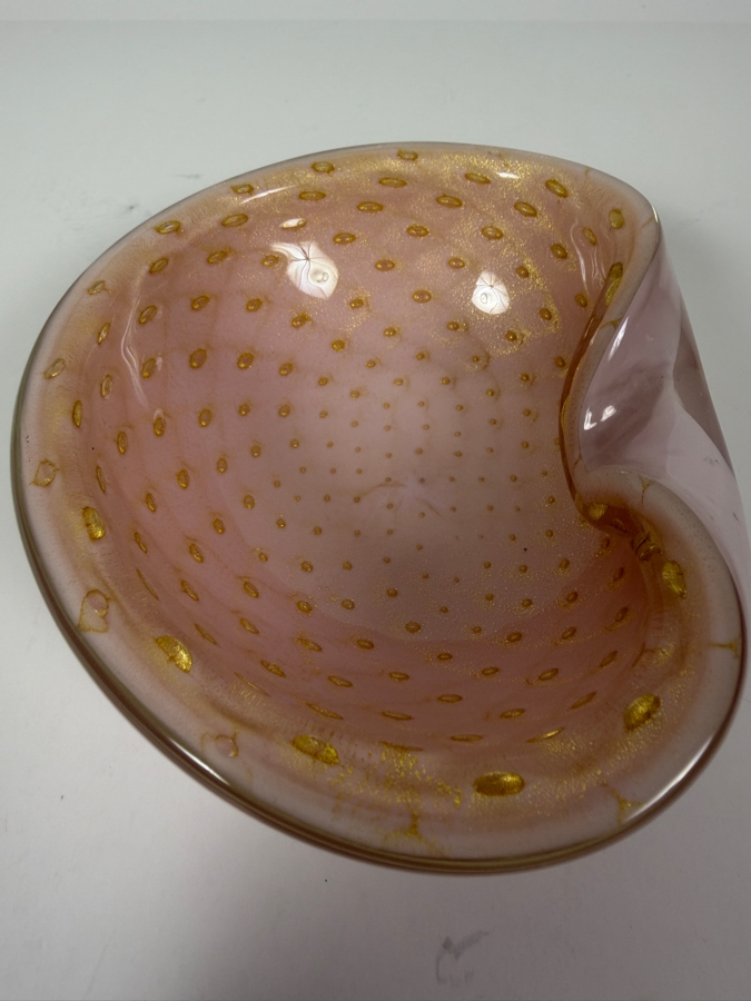 Just Added - Vintage Mid-Century Modern Alfredo Barbini Pink Murano Art Glass Bowl 5.25 X 4.5 [Photo 2]