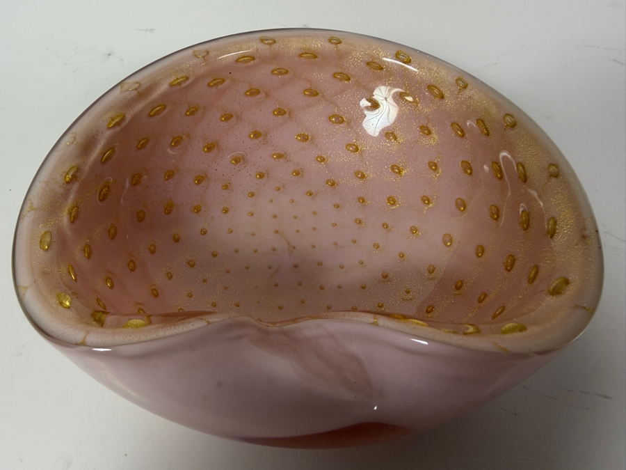 Just Added - Vintage Mid-Century Modern Alfredo Barbini Pink Murano Art Glass Bowl 5.25 X 4.5 [Photo 4]