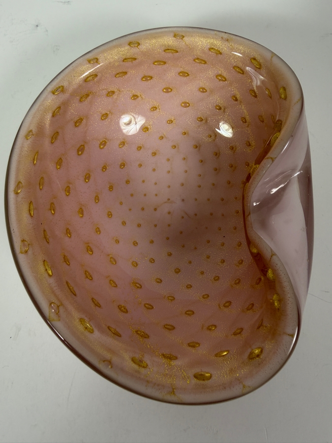 Just Added - Vintage Mid-Century Modern Alfredo Barbini Pink Murano Art Glass Bowl 5.25 X 4.5 [Photo 3]