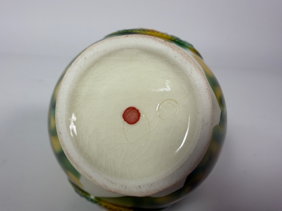 Just Added - Vintage Chinese Porcelain Vase Featuring Traditional Tang Sancai Glazing With Wooden Stand 6'H [Photo 5]