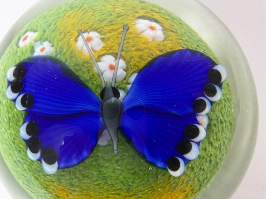 Just Added - Orient & Flume Butterfly Art Glass Paperweight 3.25'W [Photo 2]