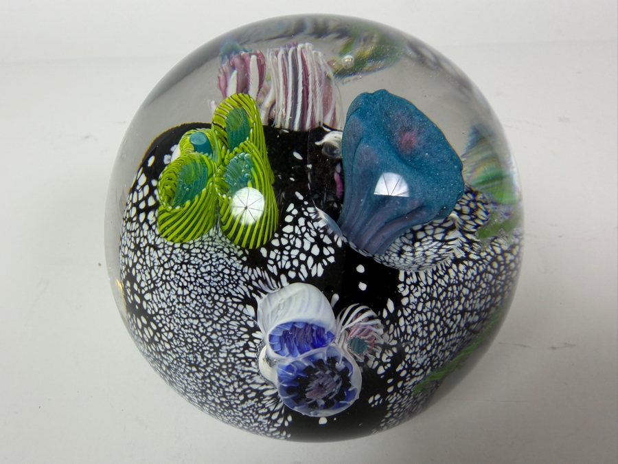 Just Added - Mark Eckstrand Aquarium Coral Reef Studio Art Glass Paperweight Signed ME And Dated 1991 4'W [Photo 4]