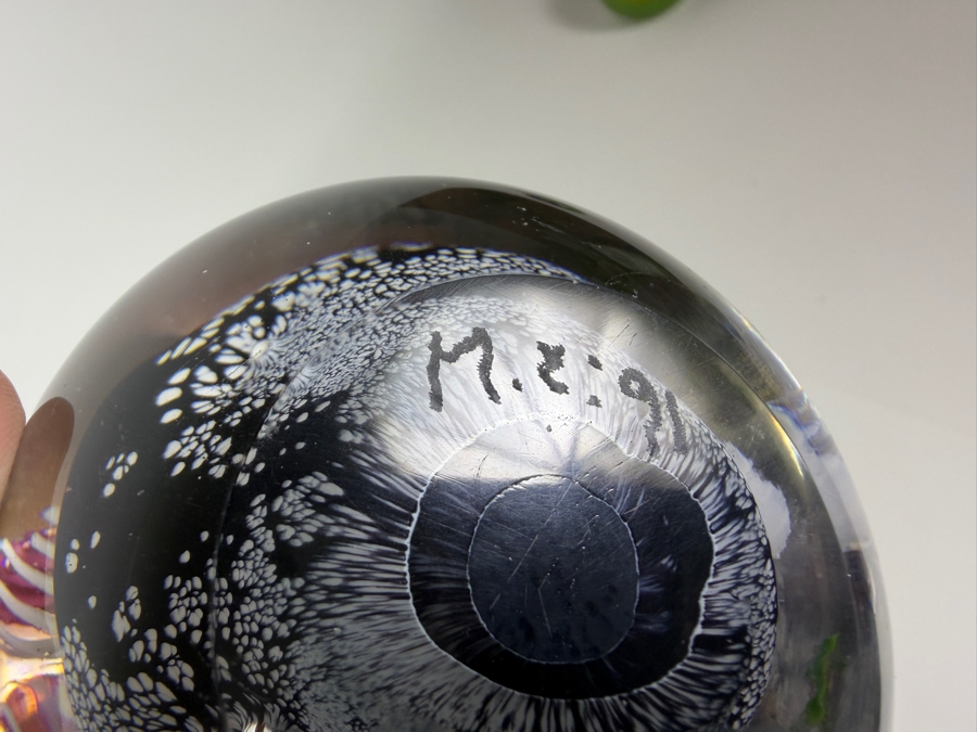 Just Added - Mark Eckstrand Aquarium Coral Reef Studio Art Glass Paperweight Signed ME And Dated 1991 4'W [Photo 8]