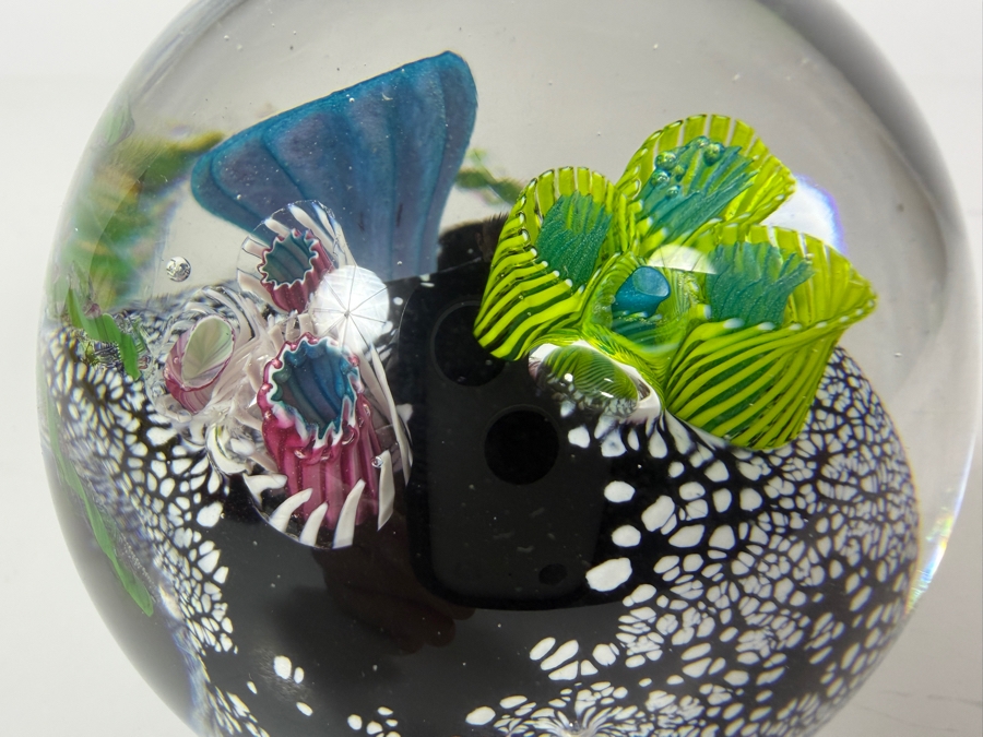 Just Added - Mark Eckstrand Aquarium Coral Reef Studio Art Glass Paperweight Signed ME And Dated 1991 4'W [Photo 6]