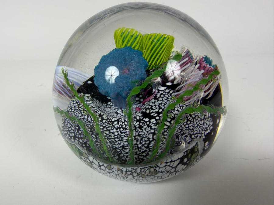 Just Added - Mark Eckstrand Aquarium Coral Reef Studio Art Glass Paperweight Signed ME And Dated 1991 4'W [Photo 5]