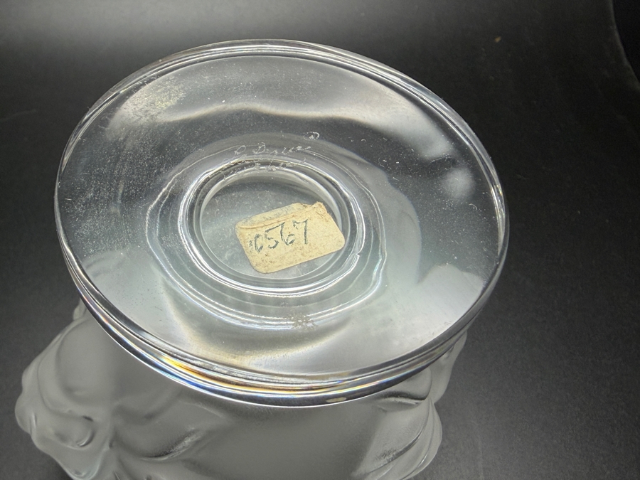 Just Added - Lalique Frosted Crystal Tete De Lion Pedestal Cigarette Cup Or Candle Holder 3.75'H [Photo 6]