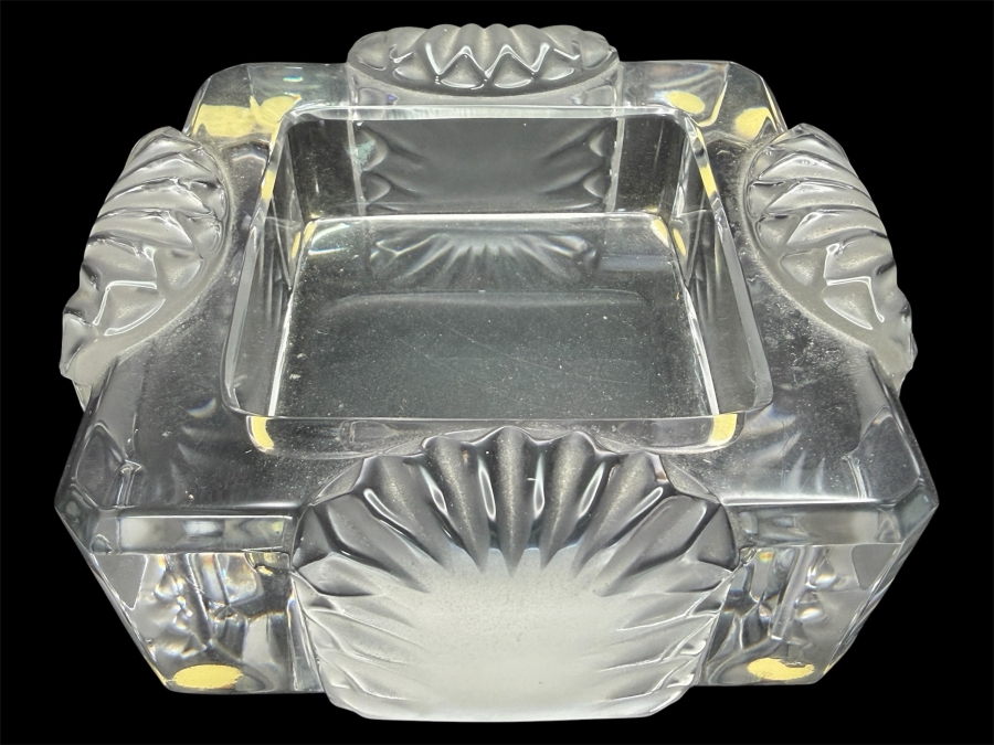 Just Added - Vintage Lalique France Crystal 'Corfou' Cigar Ashtray / Trinket Box 4.5'W