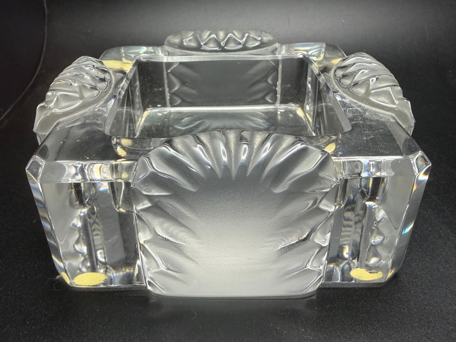 Just Added - Vintage Lalique France Crystal 'Corfou' Cigar Ashtray / Trinket Box 4.5'W [Photo 2]
