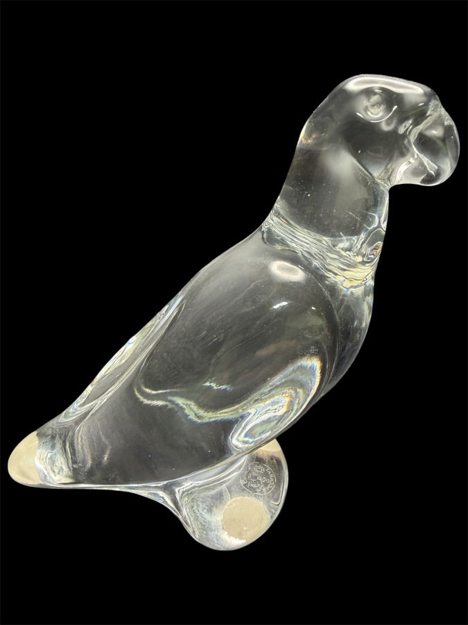 Just Added - Vintage Baccarat Crystal Parrot Figurine 4'H