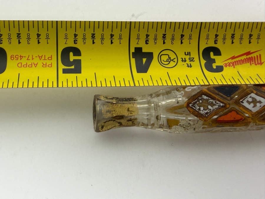 Just Added - Vintage Hand Painted Perfume Bottle Without A Stopper 4.5'L [Photo 5]